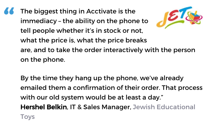 Acctivate inventory and sales order management software user, Jewish Educational Toys